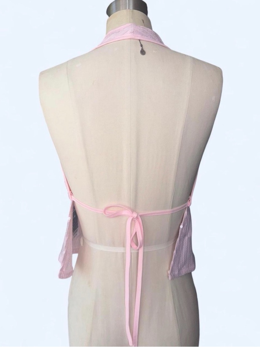 Sans Souci Light Pink Sequin Halter Peplum Camisole - Picture 3 of 4